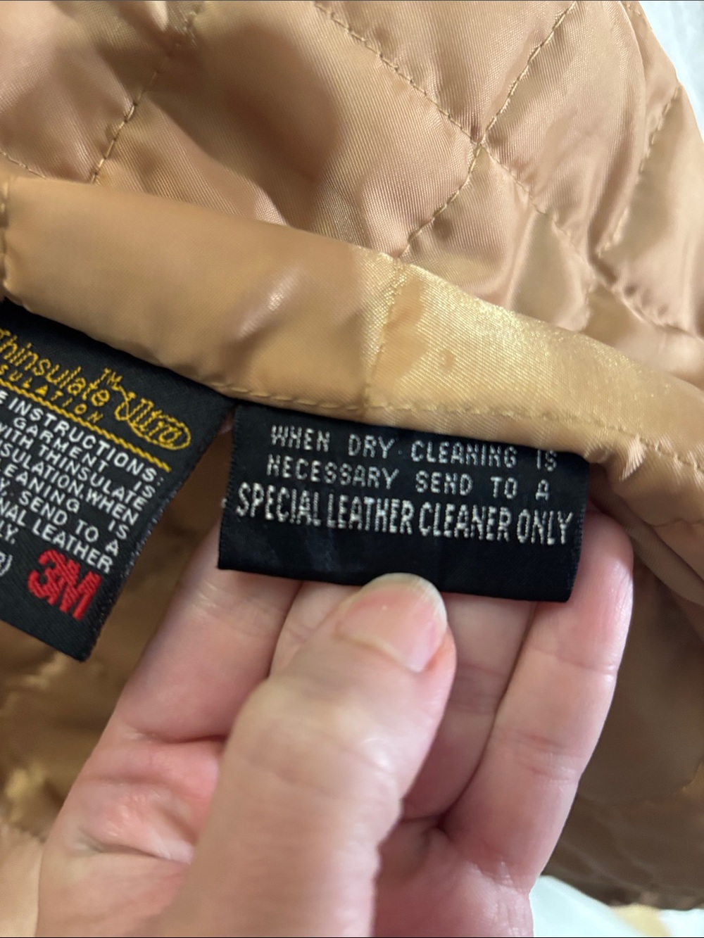 Vintage Wilson’s Leather Tan Zip Front Jacket Coat Quilted Liner Size Large - Picture 6 of 16